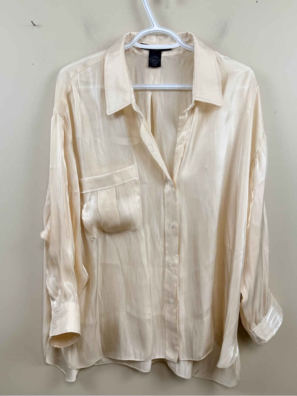 SMYTHE oversized satin button up blouse medium